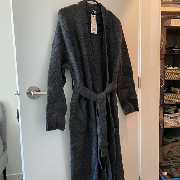 SOUFFLÉ YARN BELTED LONG KNITTED COAT - Picture 4 of 5